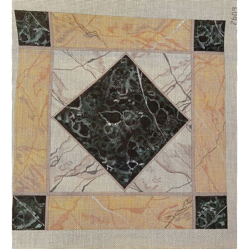Marble Design Two Needlepoint Canvas Picture Pillow Embroidery Stitchery